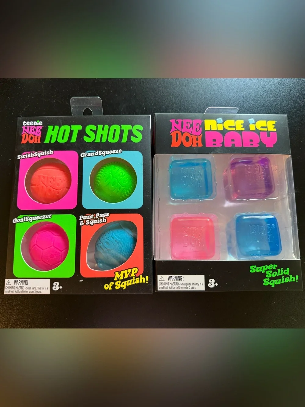 2 New NeeDoh 4pks Hot Shots & Nice Ice Baby Basketball Soccer Squishy Fidget Toy